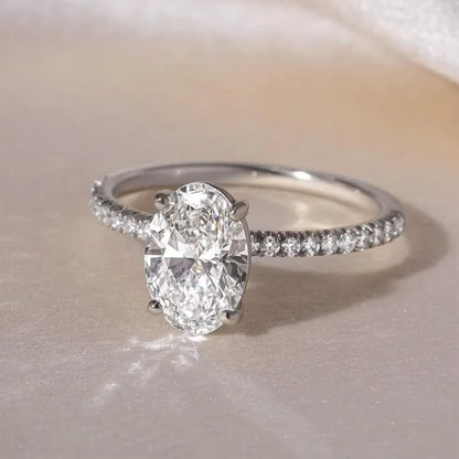 Zeyra® Oval Cut Moissanite Verlobungsring – 1/2/3/4 CT D-Farbe VVS1 | 925 Sterling Silber Damenring mit Hidden Halo & GRA-Zertifikat | Versand aus DE
