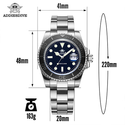 ADDIESDIVE BGW9 Herren Taucheruhr – Edelstahl 20 Bar Wasserdicht | Luminous Quarz-Chronograph | Luxus Sport- & Business-Uhr | Zeyra®