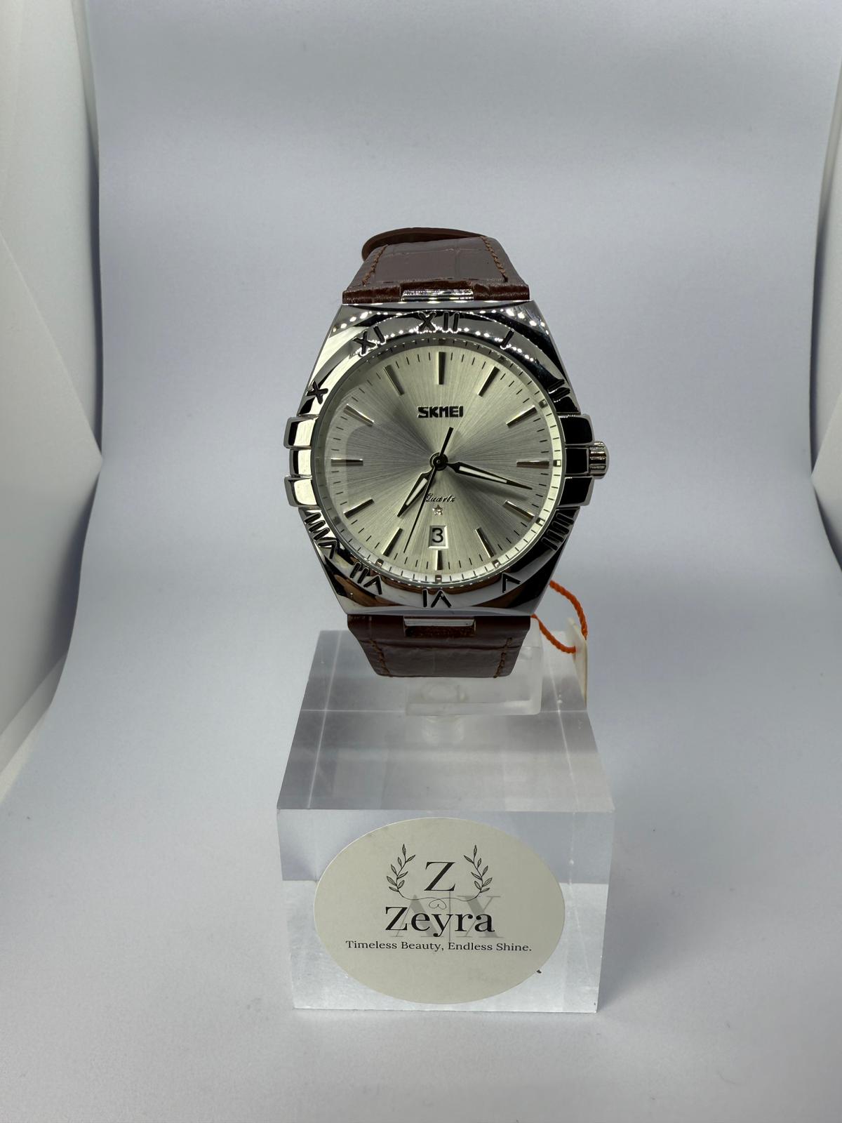 Zeyra NoirImperial – Bi-Color Edelstahl-Armbanduhr mit römischen Ziffern & Datumsanzeige | Dunkles Zifferblatt | Quarzwerk | Versand aus DE