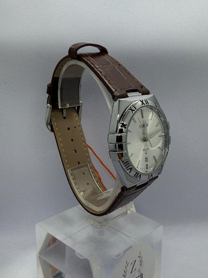 Zeyra NoirImperial – Bi-Color Edelstahl-Armbanduhr mit römischen Ziffern & Datumsanzeige | Dunkles Zifferblatt | Quarzwerk | Versand aus DE