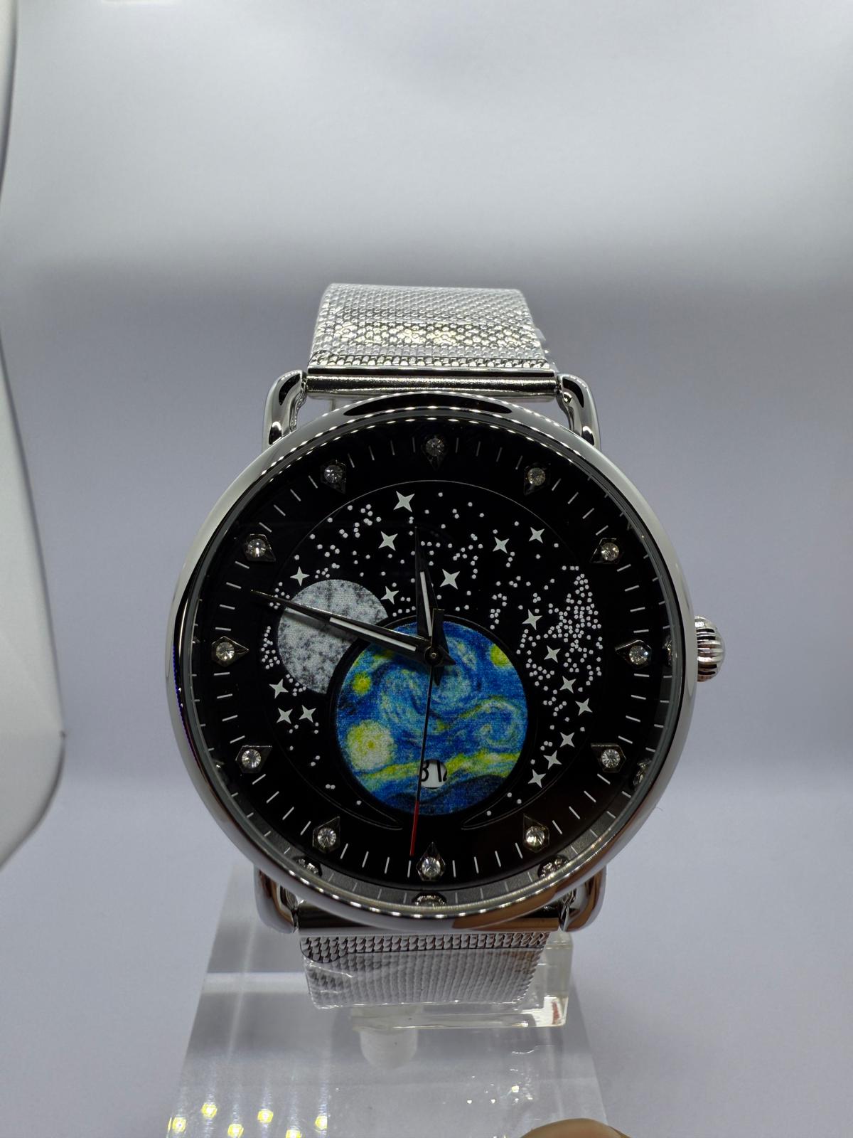 Zeyra CelestiaNova – Kosmos-Armbanduhr mit Planetendesign & Edelstahl-Meshband | Künstlerisches Zifferblatt | Quarzwerk | Versand aus DE