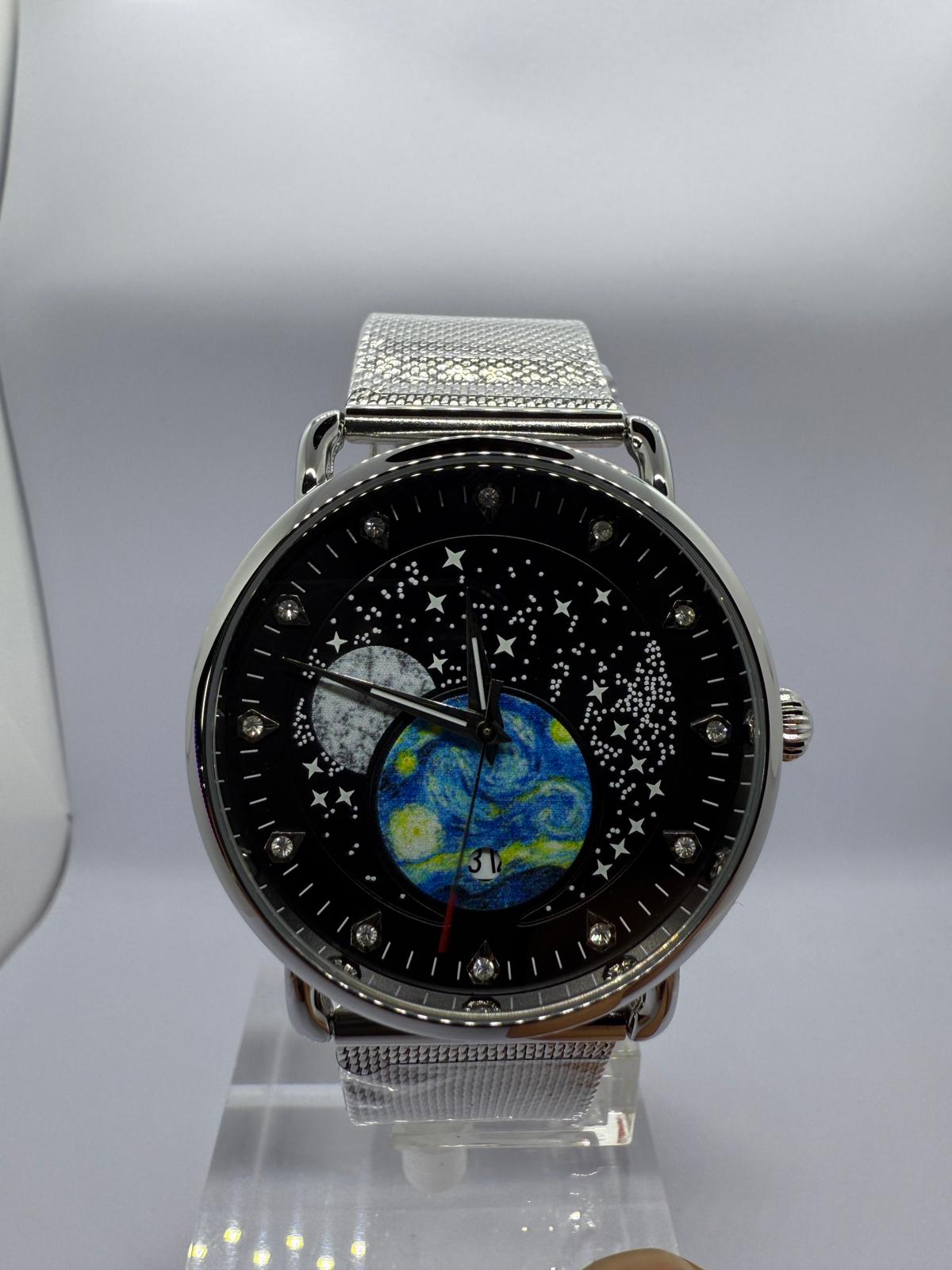 Zeyra CelestiaNova – Kosmos-Armbanduhr mit Planetendesign & Edelstahl-Meshband | Künstlerisches Zifferblatt | Quarzwerk | Versand aus DE