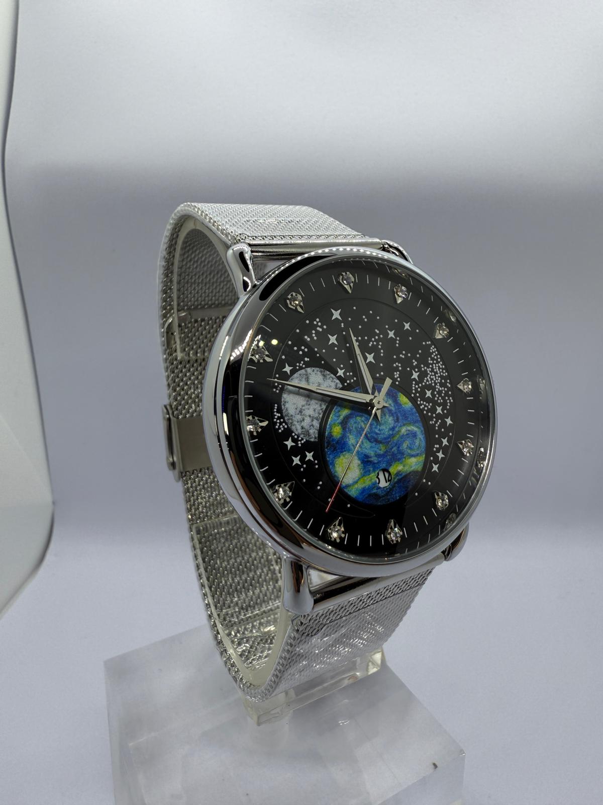 Zeyra CelestiaNova – Kosmos-Armbanduhr mit Planetendesign & Edelstahl-Meshband | Künstlerisches Zifferblatt | Quarzwerk | Versand aus DE