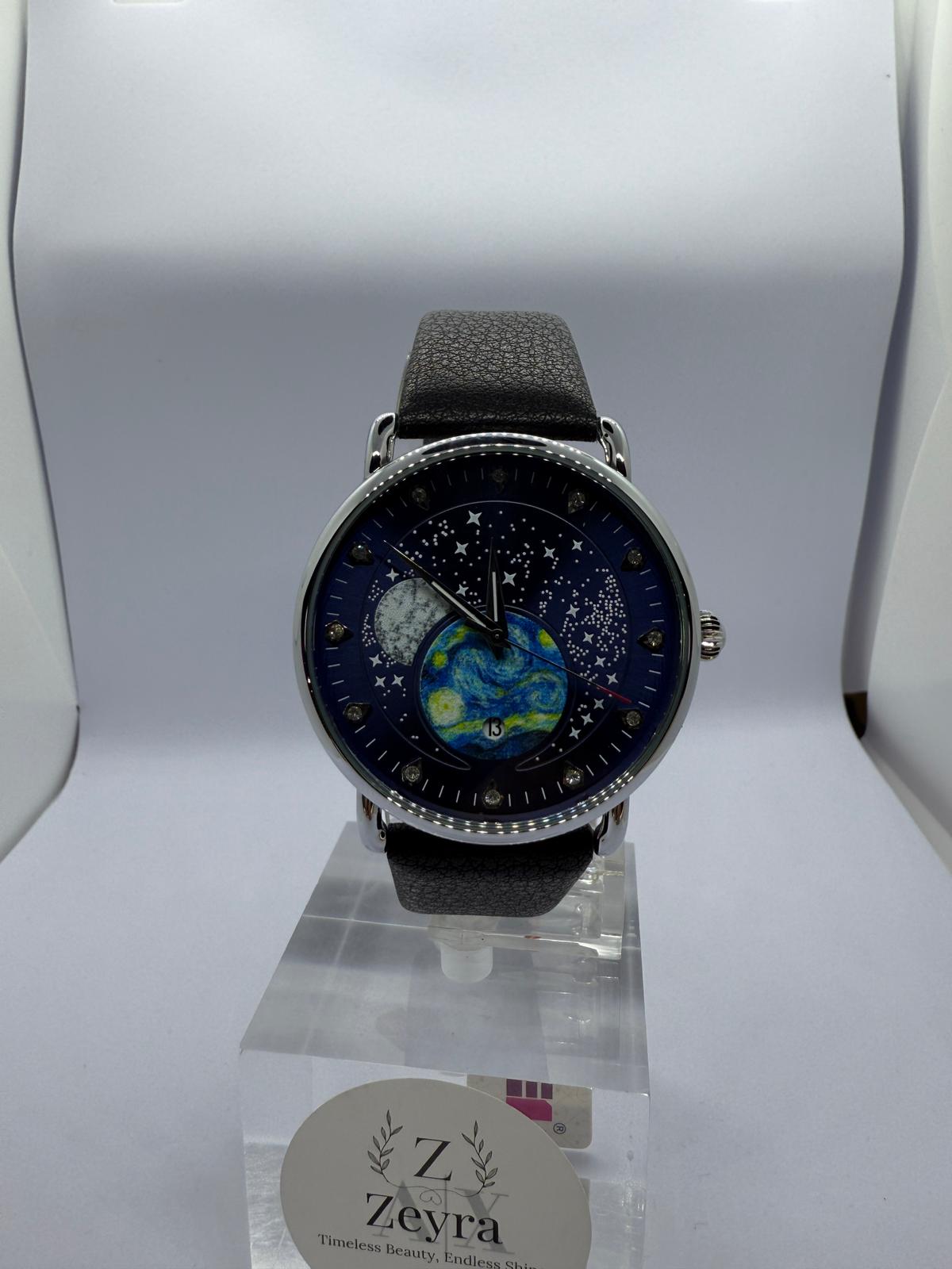 Zeyra CelestiaNova – Kosmos-Armbanduhr mit Planetendesign & Edelstahl-Meshband | Künstlerisches Zifferblatt | Quarzwerk | Versand aus DE