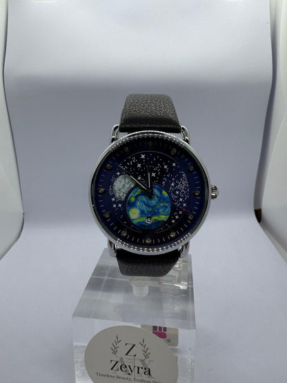 Zeyra CelestiaNova – Kosmos-Armbanduhr mit Planetendesign & Edelstahl-Meshband | Künstlerisches Zifferblatt | Quarzwerk | Versand aus DE