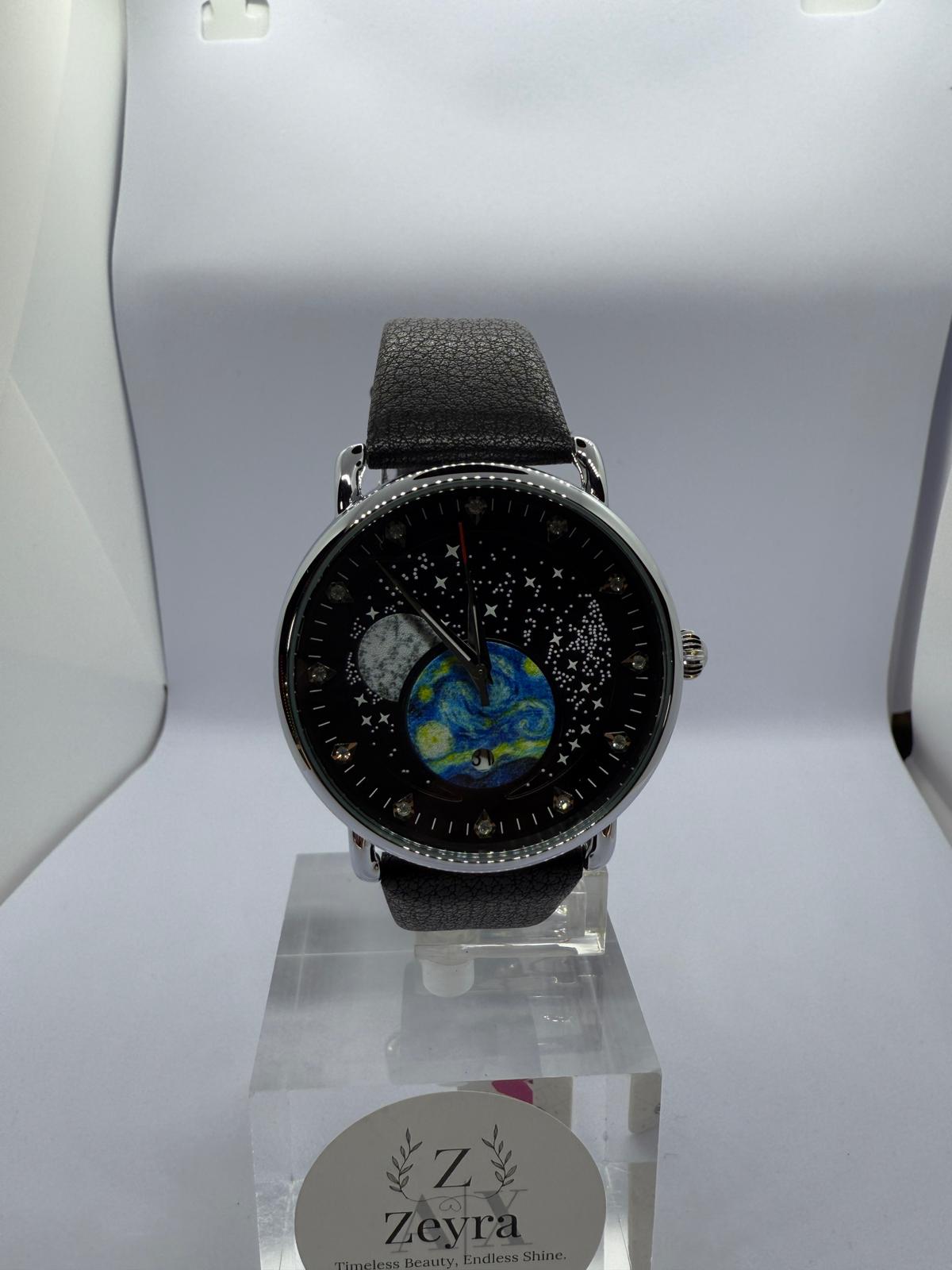 Zeyra CelestiaNova – Kosmos-Armbanduhr mit Planetendesign & Edelstahl-Meshband | Künstlerisches Zifferblatt | Quarzwerk | Versand aus DE