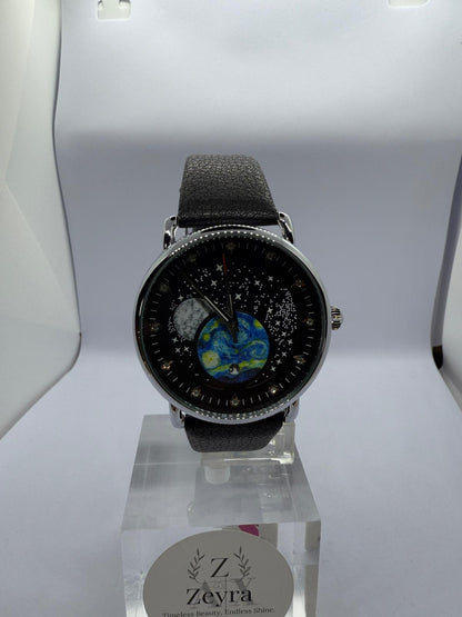 Zeyra CelestiaNova – Kosmos-Armbanduhr mit Planetendesign & Edelstahl-Meshband | Künstlerisches Zifferblatt | Quarzwerk | Versand aus DE
