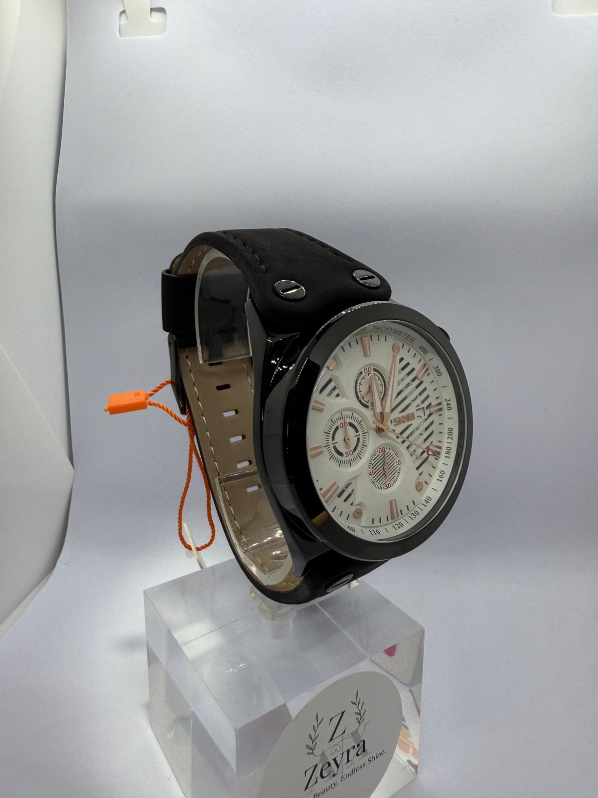 Zeyra ChronoVenture – Herren-Armbanduhr mit Echtlederband & Chrono-Optik | Tachymeter-Design | Quarzwerk | Versand aus DE