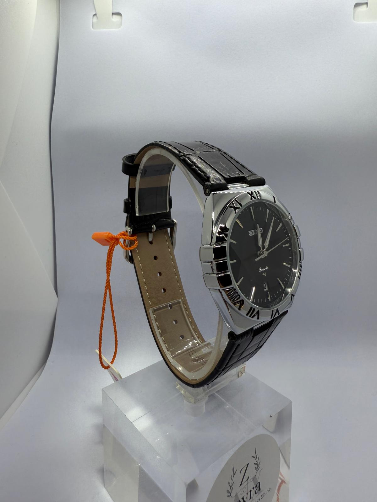 Zeyra NoirImperial – Bi-Color Edelstahl-Armbanduhr mit römischen Ziffern & Datumsanzeige | Dunkles Zifferblatt | Quarzwerk | Versand aus DE