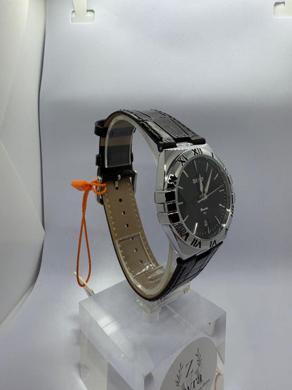 Zeyra NoirImperial – Bi-Color Edelstahl-Armbanduhr mit römischen Ziffern & Datumsanzeige | Dunkles Zifferblatt | Quarzwerk | Versand aus DE