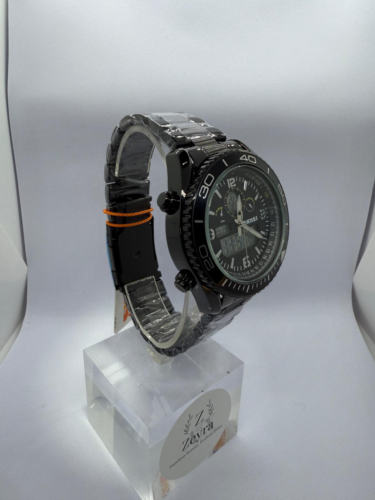 Zeyra ChronoForce – Sportliche Hybrid-Armbanduhr in Schwarz | Analog & Digital | Edelstahl | 30M Wasserdicht | Versand aus DE