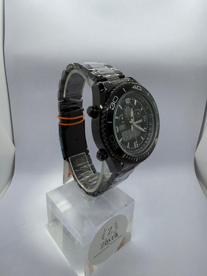 Zeyra ChronoForce – Sportliche Hybrid-Armbanduhr in Schwarz | Analog & Digital | Edelstahl | 30M Wasserdicht | Versand aus DE