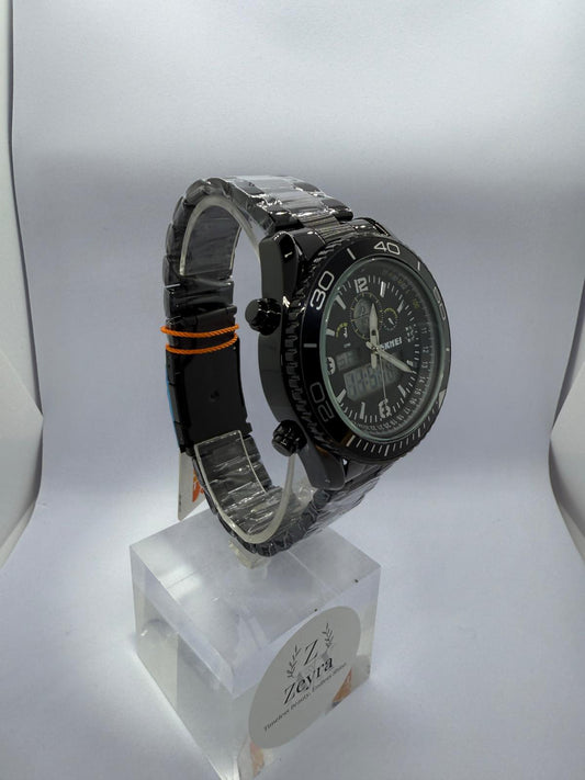 Zeyra ChronoForce – Sportliche Hybrid-Armbanduhr in Schwarz | Analog & Digital | Edelstahl | 30M Wasserdicht | Versand aus DE