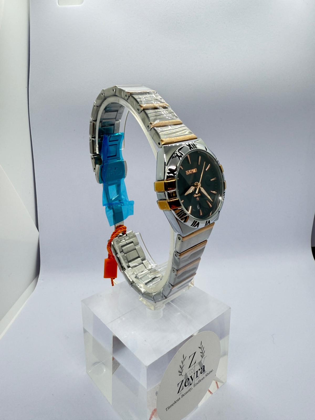 Zeyra AurumLine – Edelstahl-Armbanduhr mit Datum & römischen Ziffern | Silber & Bi-Color Optionen | Quarzwerk | Versand aus DE
