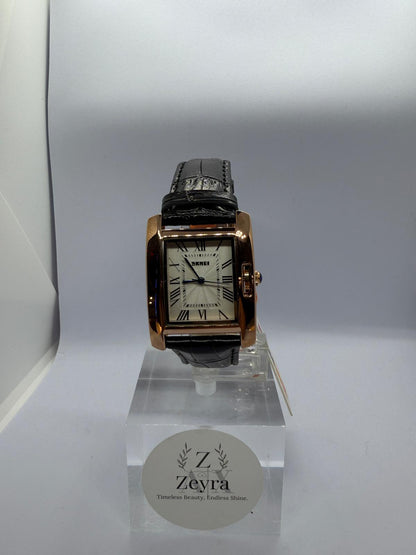 Zeyra Classic Roman – Rechteckige Quarz-Armbanduhr in Roségold | Edelstahlarmband | Versand aus Deutschland