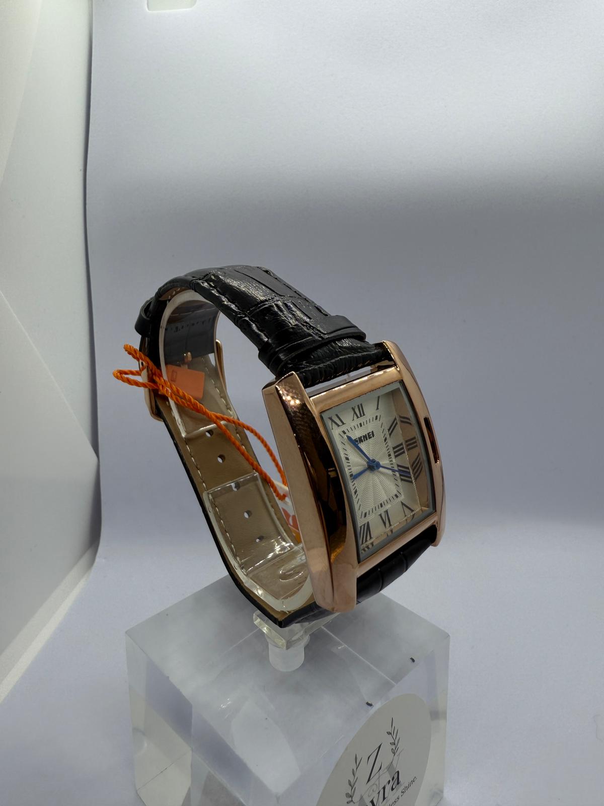 Zeyra Classic Roman – Rechteckige Quarz-Armbanduhr in Roségold | Edelstahlarmband | Versand aus Deutschland