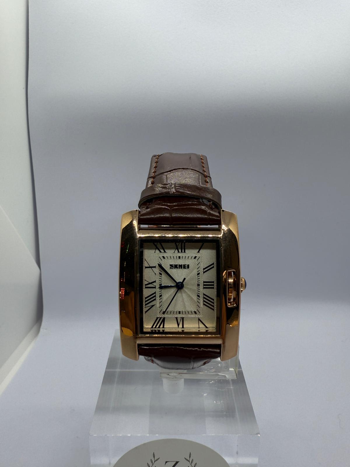 Zeyra Classic Roman – Rechteckige Quarz-Armbanduhr in Roségold | Edelstahlarmband | Versand aus Deutschland