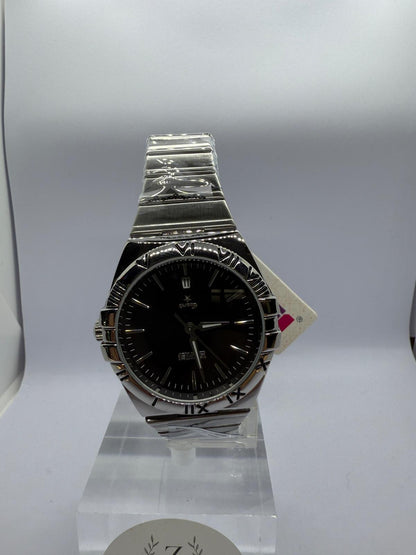 Zeyra NoirImperial – Bi-Color Edelstahl-Armbanduhr mit römischen Ziffern & Datumsanzeige | Dunkles Zifferblatt | Quarzwerk | Versand aus DE