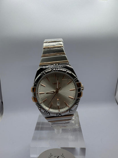 Zeyra NoirImperial – Bi-Color Edelstahl-Armbanduhr mit römischen Ziffern & Datumsanzeige | Dunkles Zifferblatt | Quarzwerk | Versand aus DE