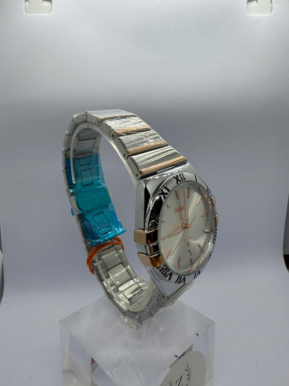 Zeyra NoirImperial – Bi-Color Edelstahl-Armbanduhr mit römischen Ziffern & Datumsanzeige | Dunkles Zifferblatt | Quarzwerk | Versand aus DE