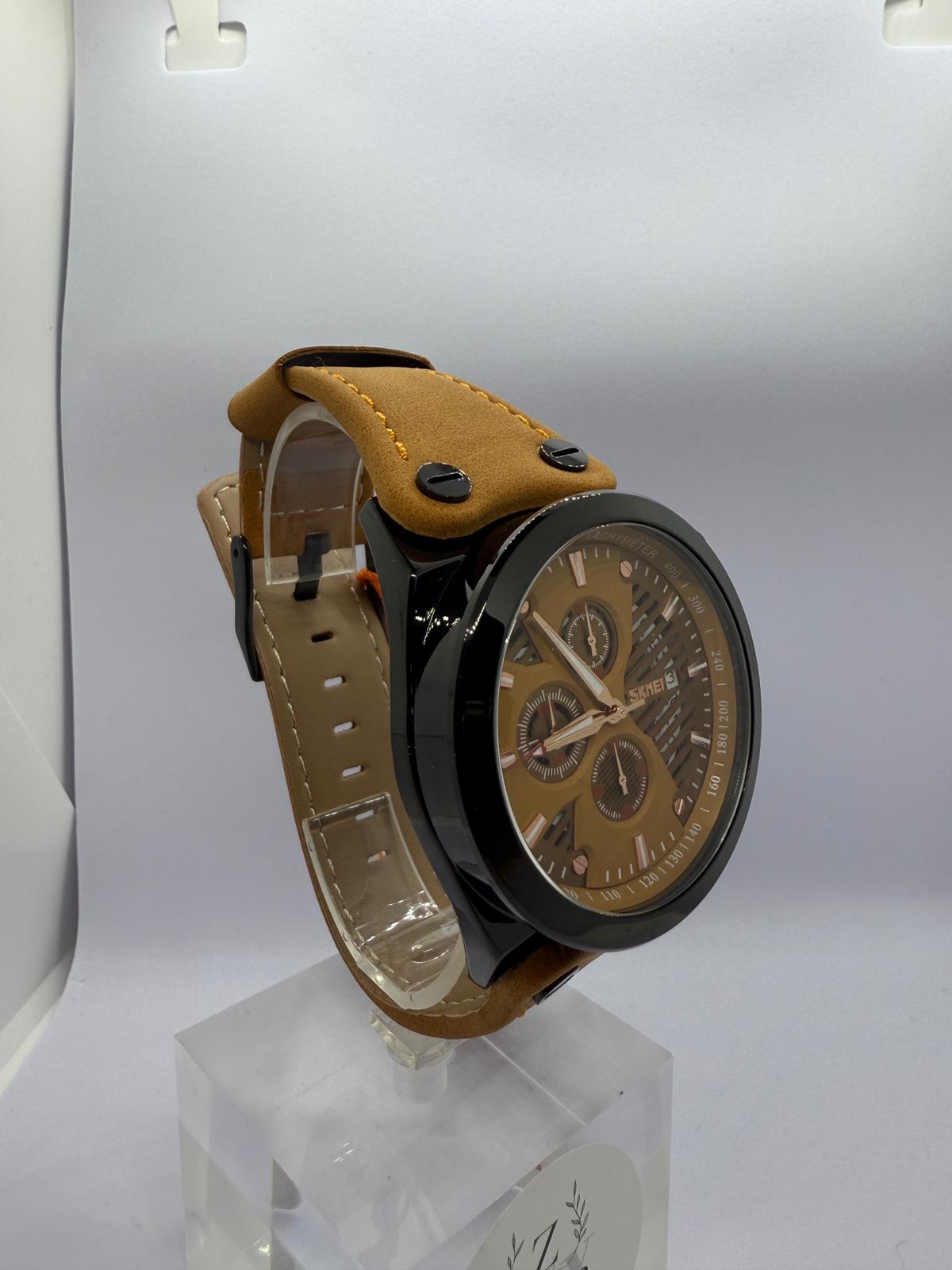 Zeyra ChronoVenture – Herren-Armbanduhr mit Echtlederband & Chrono-Optik | Tachymeter-Design | Quarzwerk | Versand aus DE