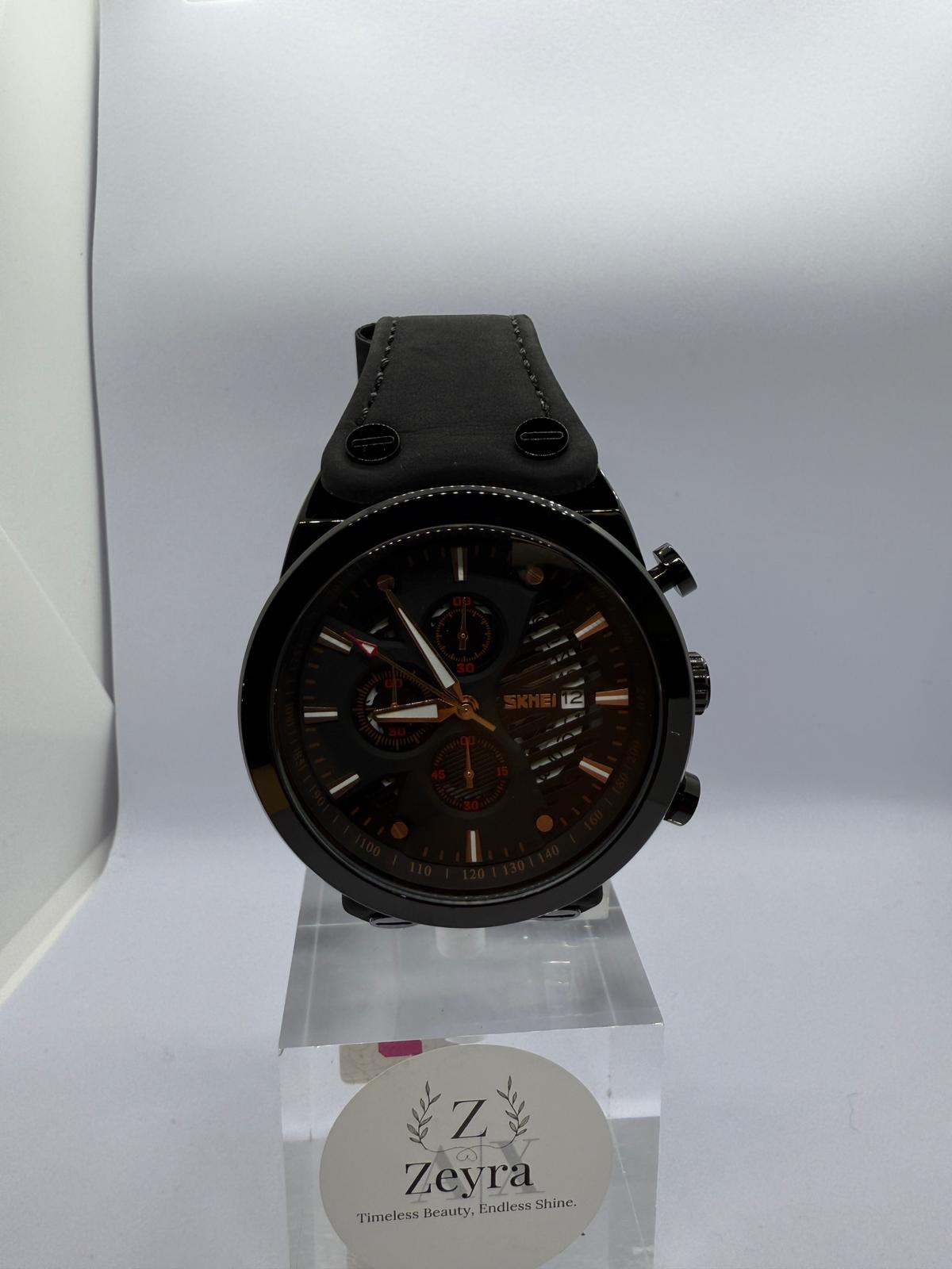 Zeyra ChronoVenture – Herren-Armbanduhr mit Echtlederband & Chrono-Optik | Tachymeter-Design | Quarzwerk | Versand aus DE