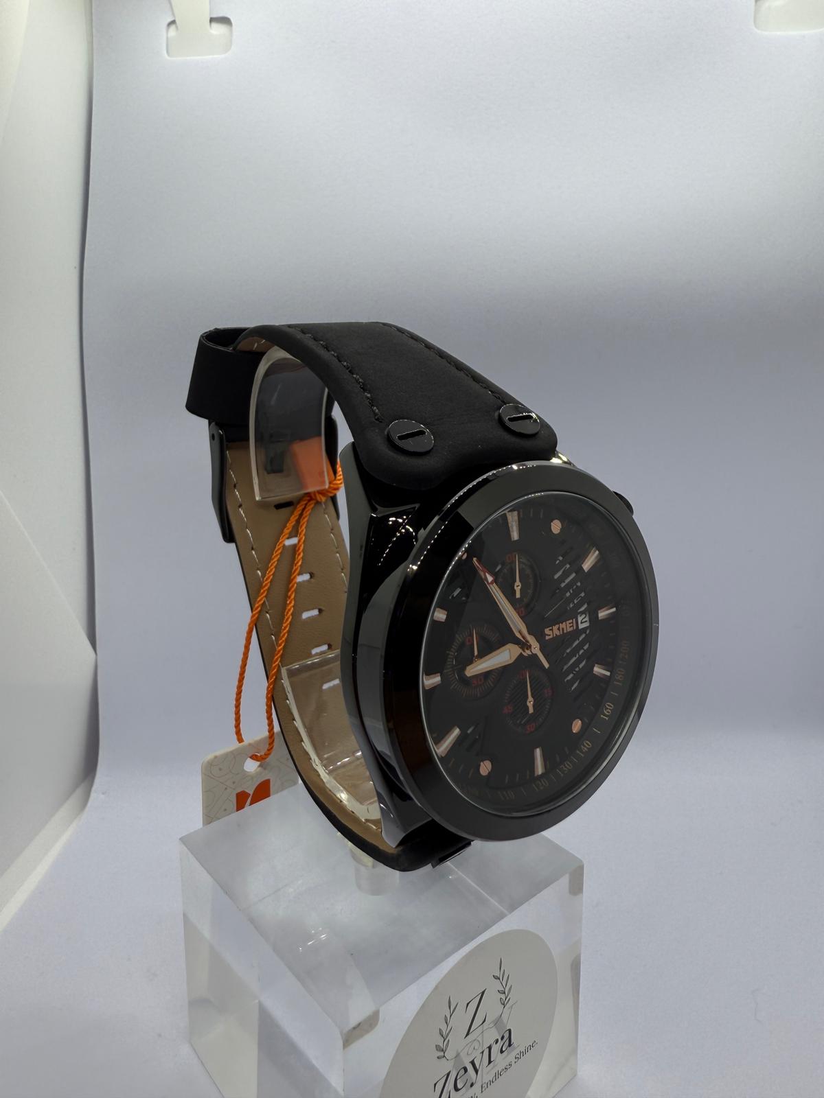 Zeyra ChronoVenture – Herren-Armbanduhr mit Echtlederband & Chrono-Optik | Tachymeter-Design | Quarzwerk | Versand aus DE